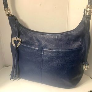 Brighton Barbados Zip Top Hobo Bag
Black with silver trim.